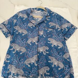 Print fresh Tiger Queen Cotton Pajama short sleeve top & shorts Set